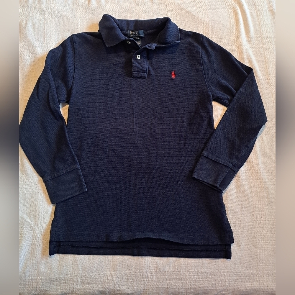 Polo by Ralph Lauren boys M 10/12 navy long sleeve polo shirt, VGUC